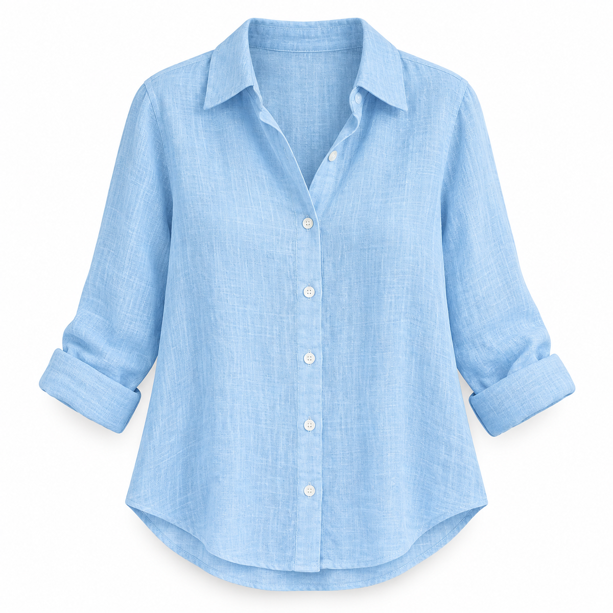 Pale blue Relaxed Long-Sleeve Button Shirt product view