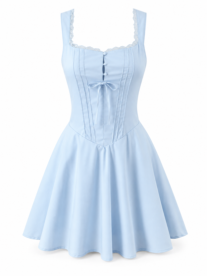 Pale blue Lace-Up Mini Dress product view
