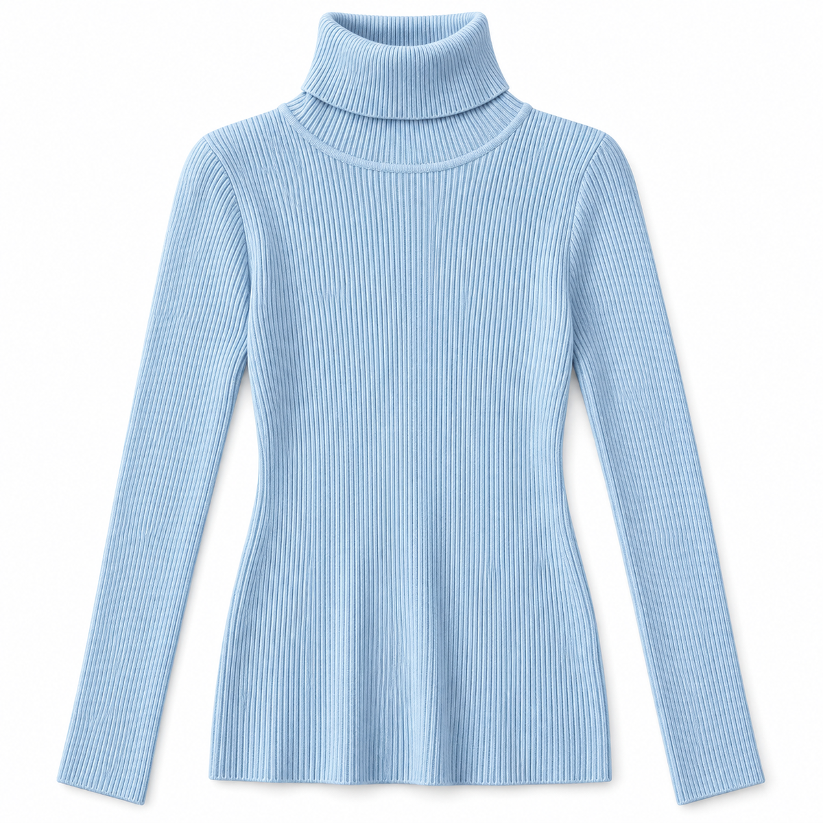 Pale blue Soft Turtleneck Knit Sweater product view