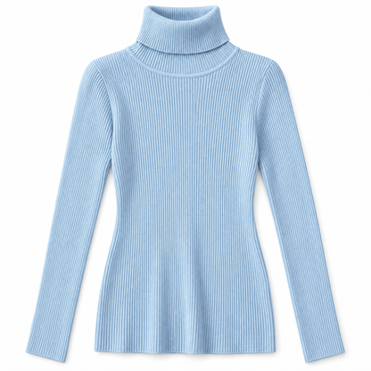 Pale blue Soft Turtleneck Knit Sweater product view