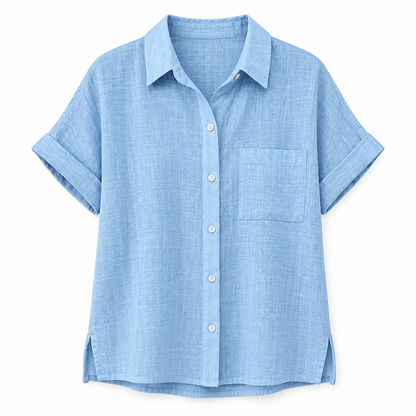 Pale blue Relaxed Linen Short-Sleeve Shirt product view