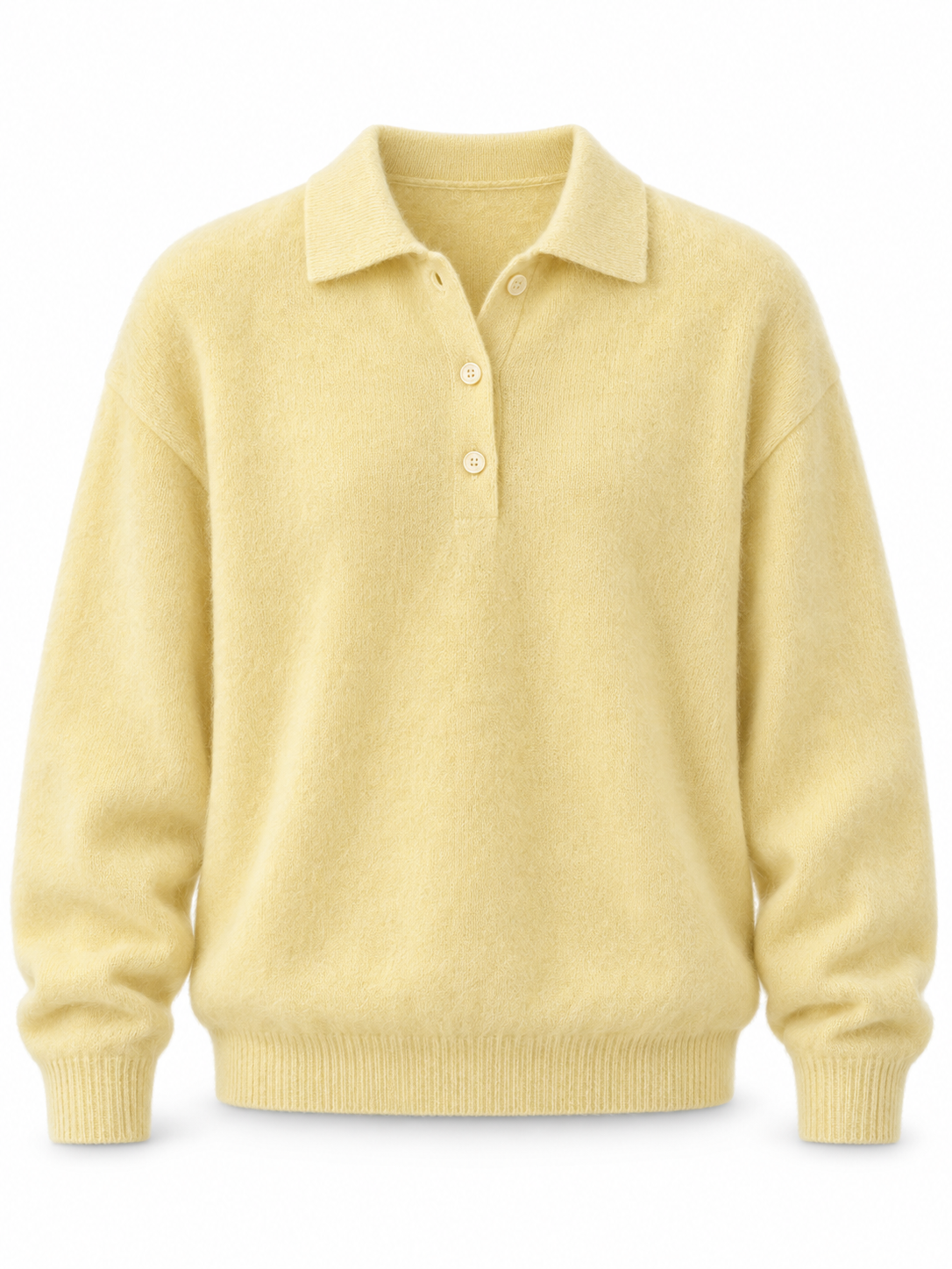 Pale yellow Merino Polo Knit Sweater product view