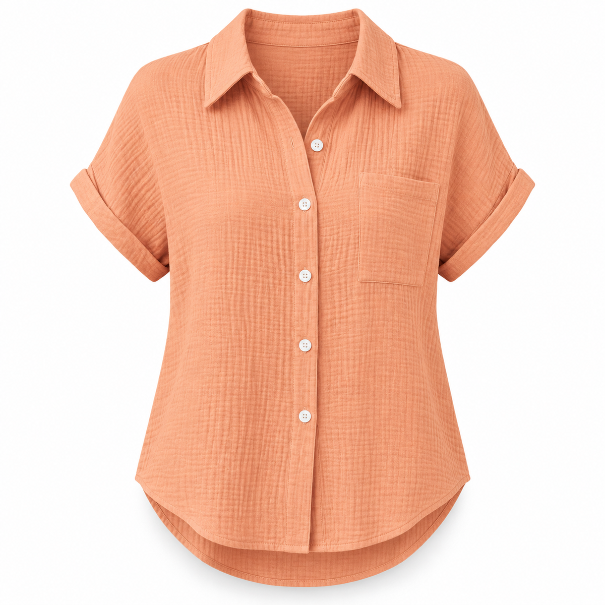 Peach Relaxed Cotton-Blend Short-Sleeve Shirt product view