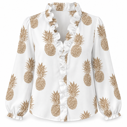 Ruffle V-Neck Blouse