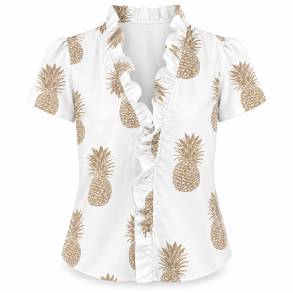 Ruffle V-Neck Blouse