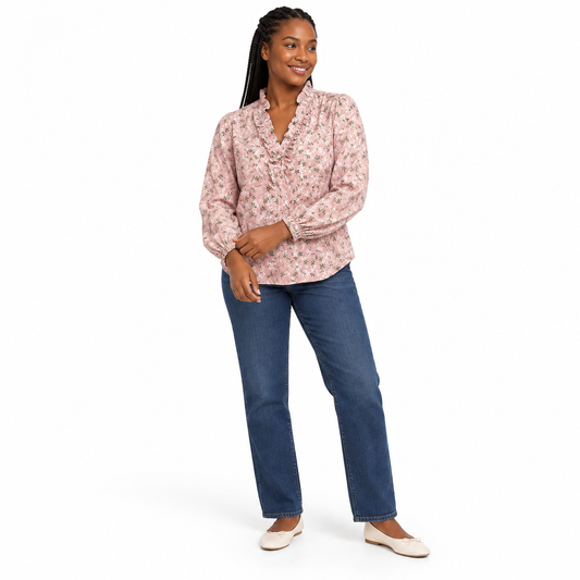 Ruffle V-Neck Blouse