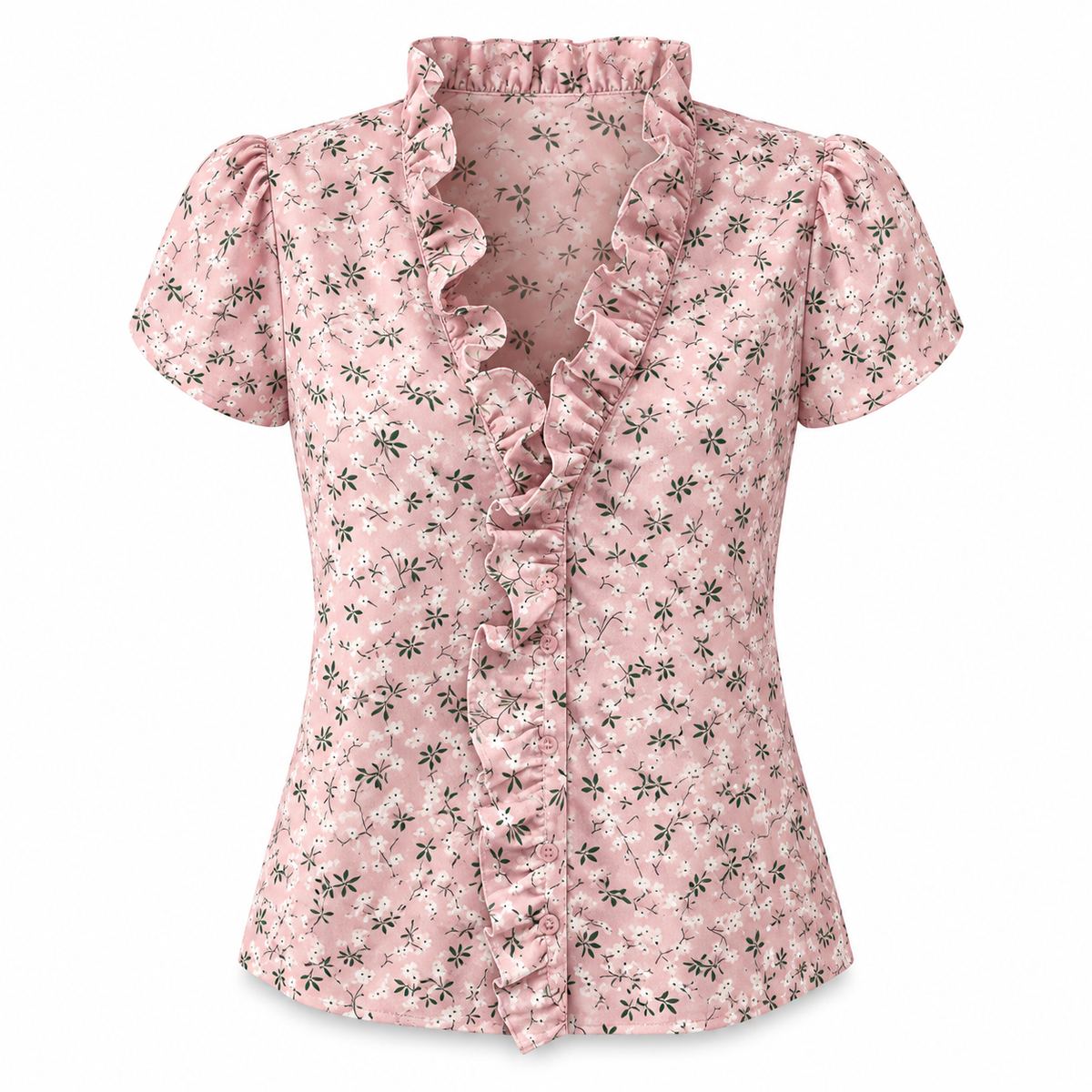 Ruffle V-Neck Blouse