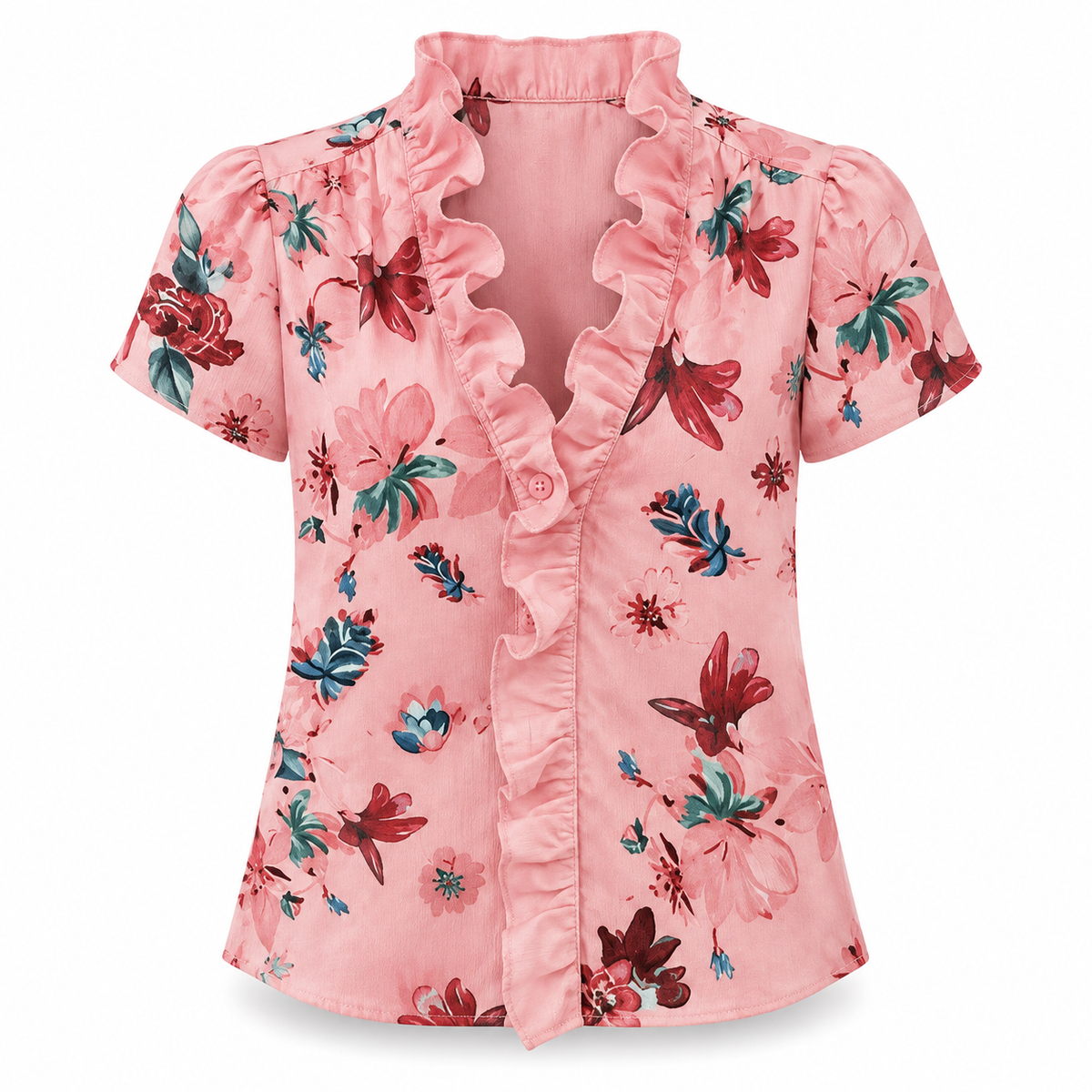 Ruffle V-Neck Blouse