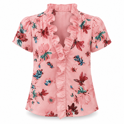 Ruffle V-Neck Blouse