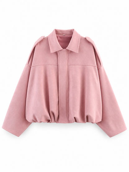 Pink Relaxed Suede-Effect Jacket product view