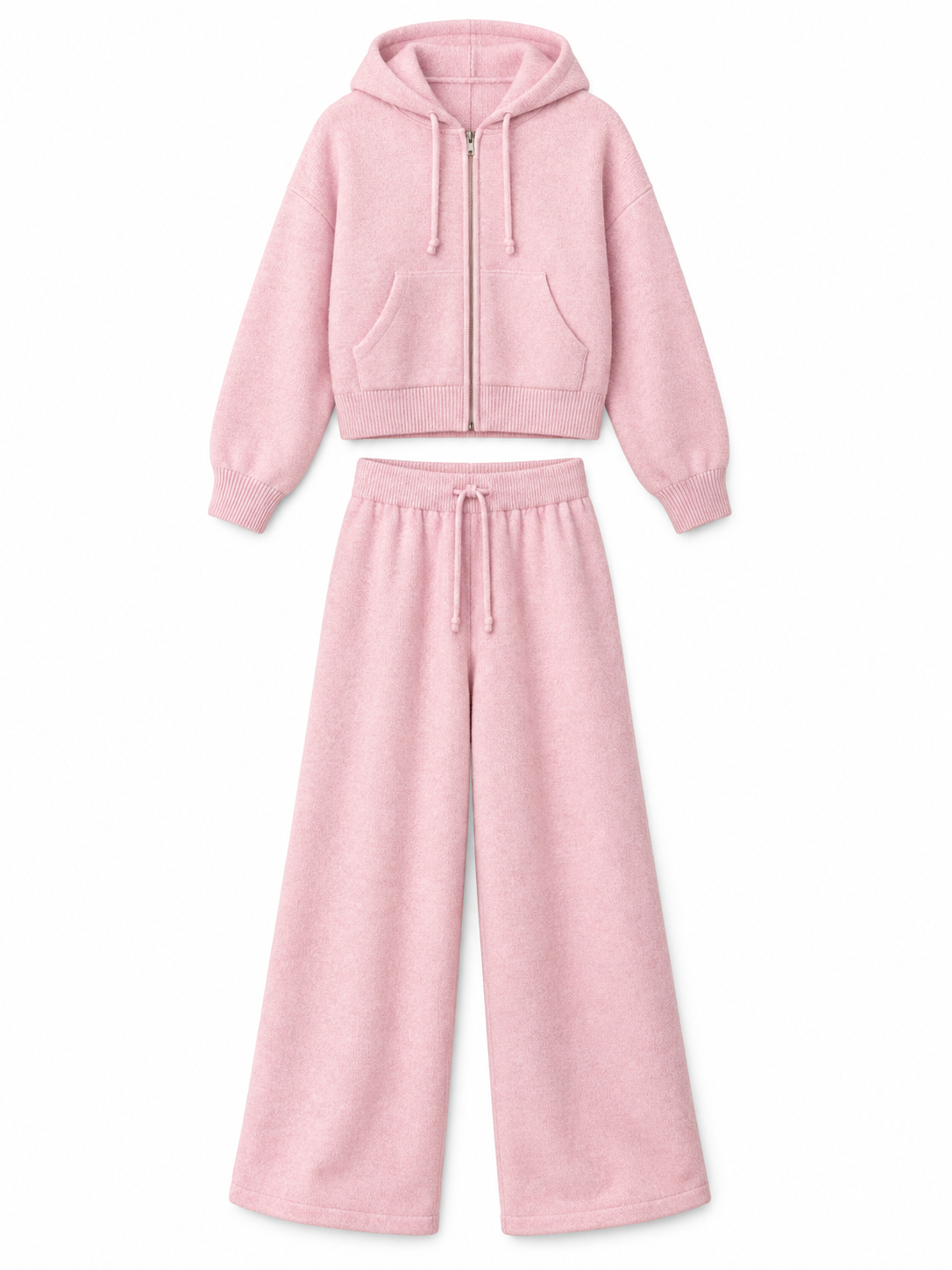 Pink Hooded Knit Lounge Set product view