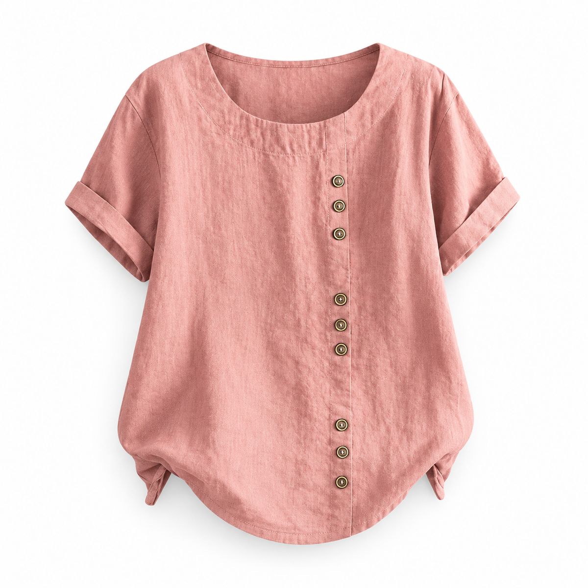 Top boutonné décontracté coton-lin