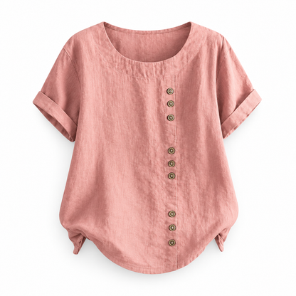 Top boutonné décontracté coton-lin