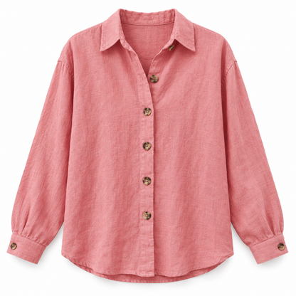 Pink Relaxed Cotton-Linen Long-Sleeve Shirt product view