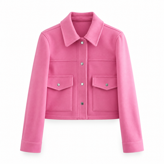 Pink Cropped Pocket Jacket product view