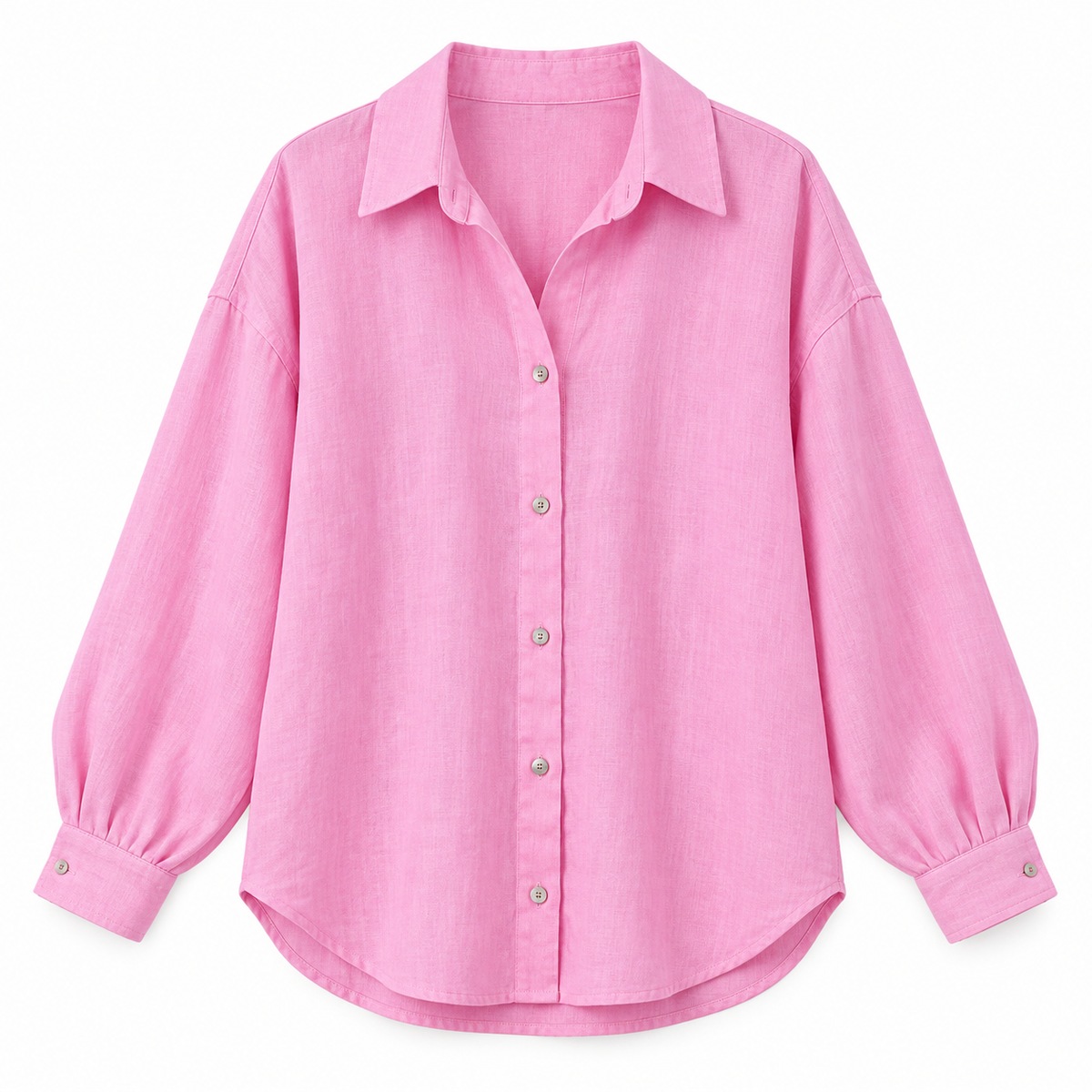 Pink Relaxed Loose-Fit Button Shirt product view