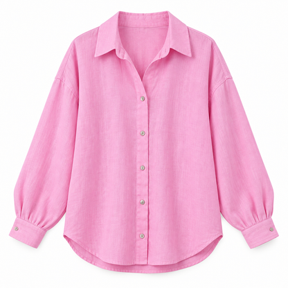 Pink Relaxed Loose-Fit Button Shirt product view