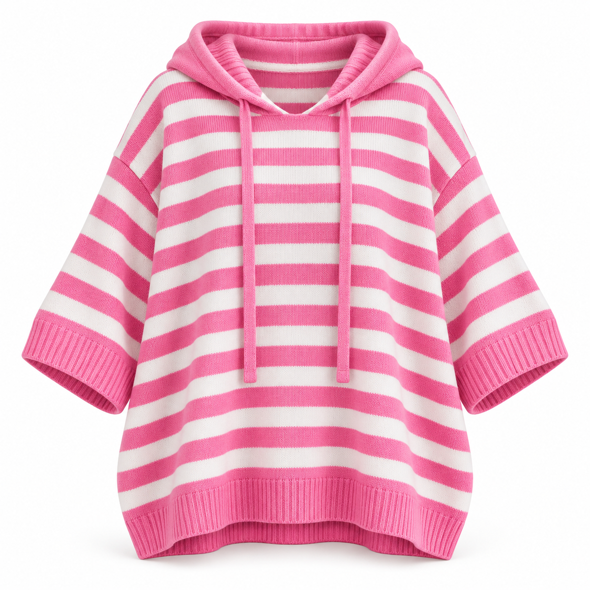 Relaxed Hooded Zip Knit Sweater