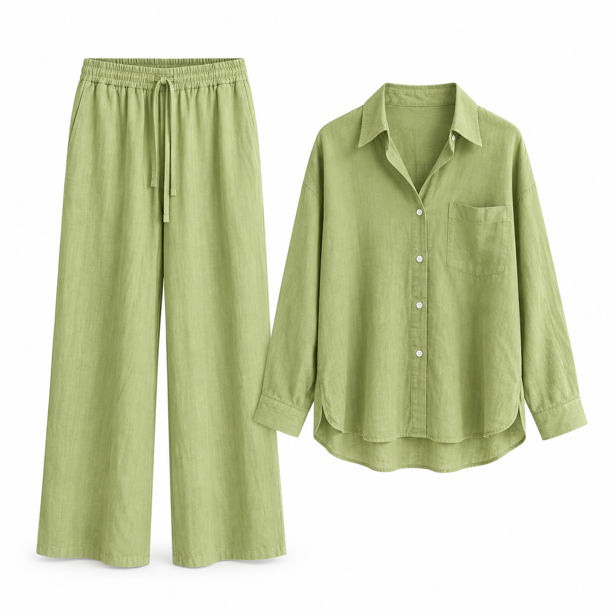 Pistachio Relaxed Linen Shirt & Trouser Set product view