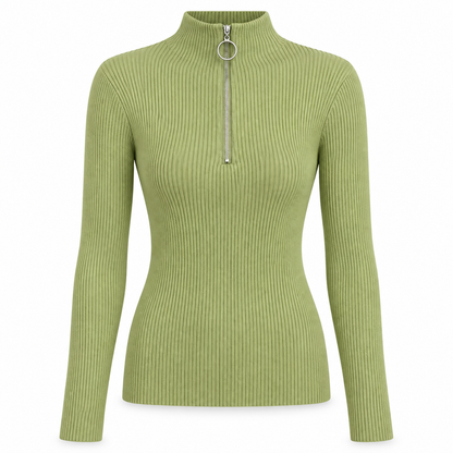 Pistachio Zip-Neck Knit Sweater product view