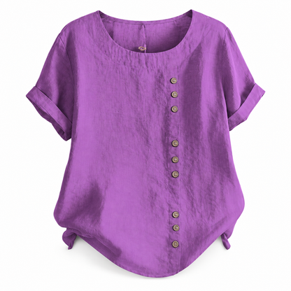 Top boutonné décontracté coton-lin