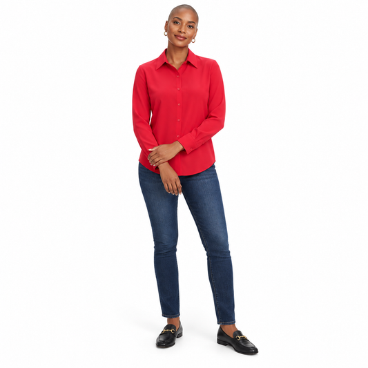 Long-Sleeve Chiffon Button Shirt