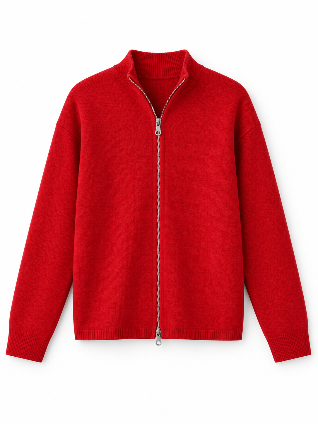 Red Full-Zip Knit Cardigan product view