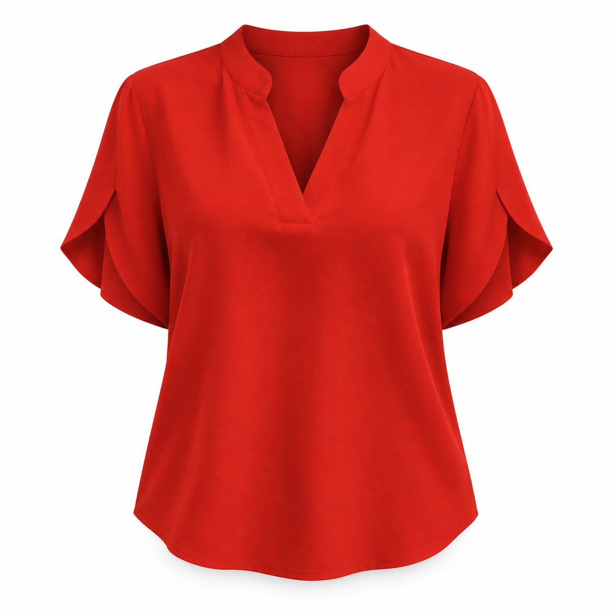 Relaxte Blouse met V-Hals en Korte Mouwen