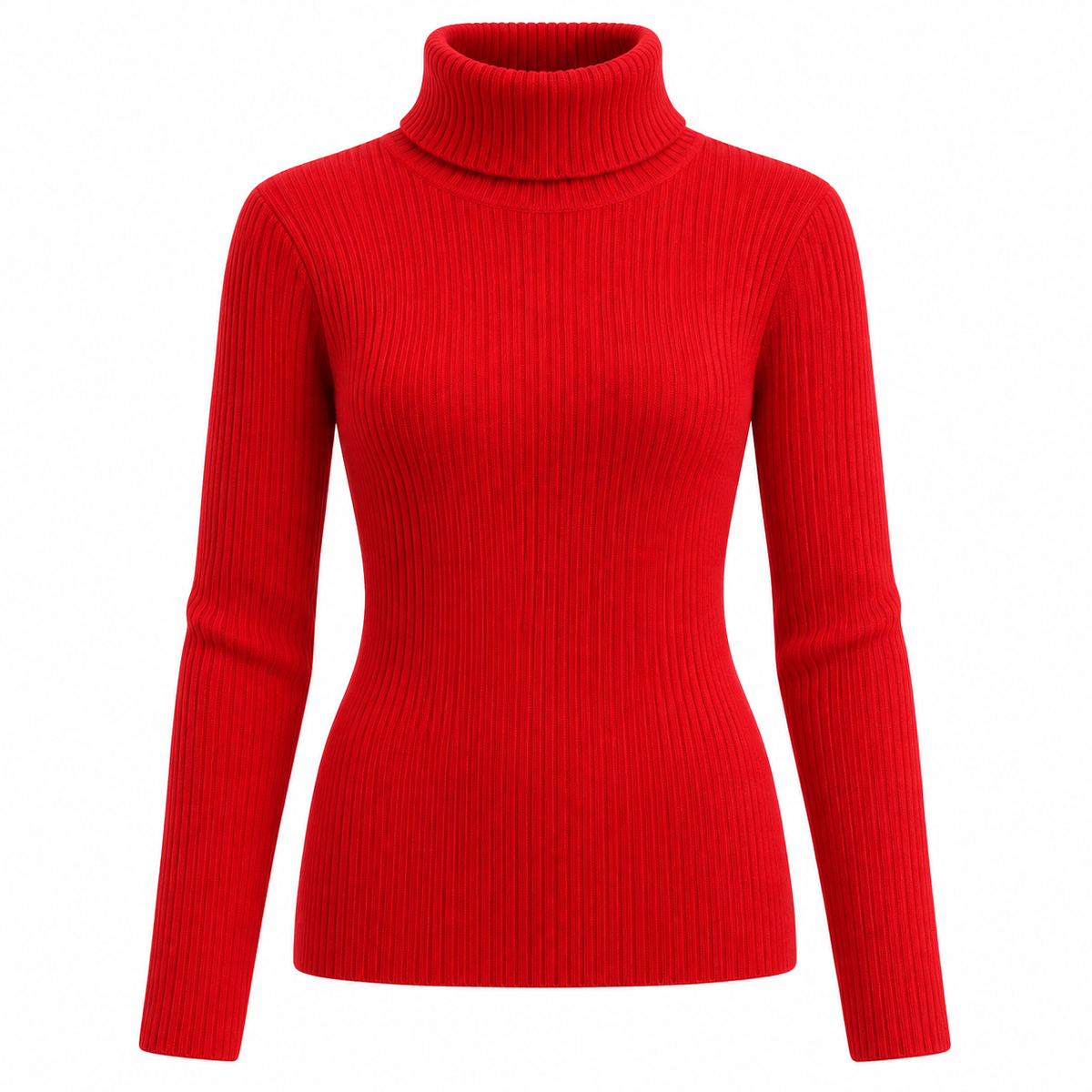 Red Soft Turtleneck Knit Sweater product view