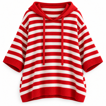 Relaxed Hooded Zip Knit Sweater