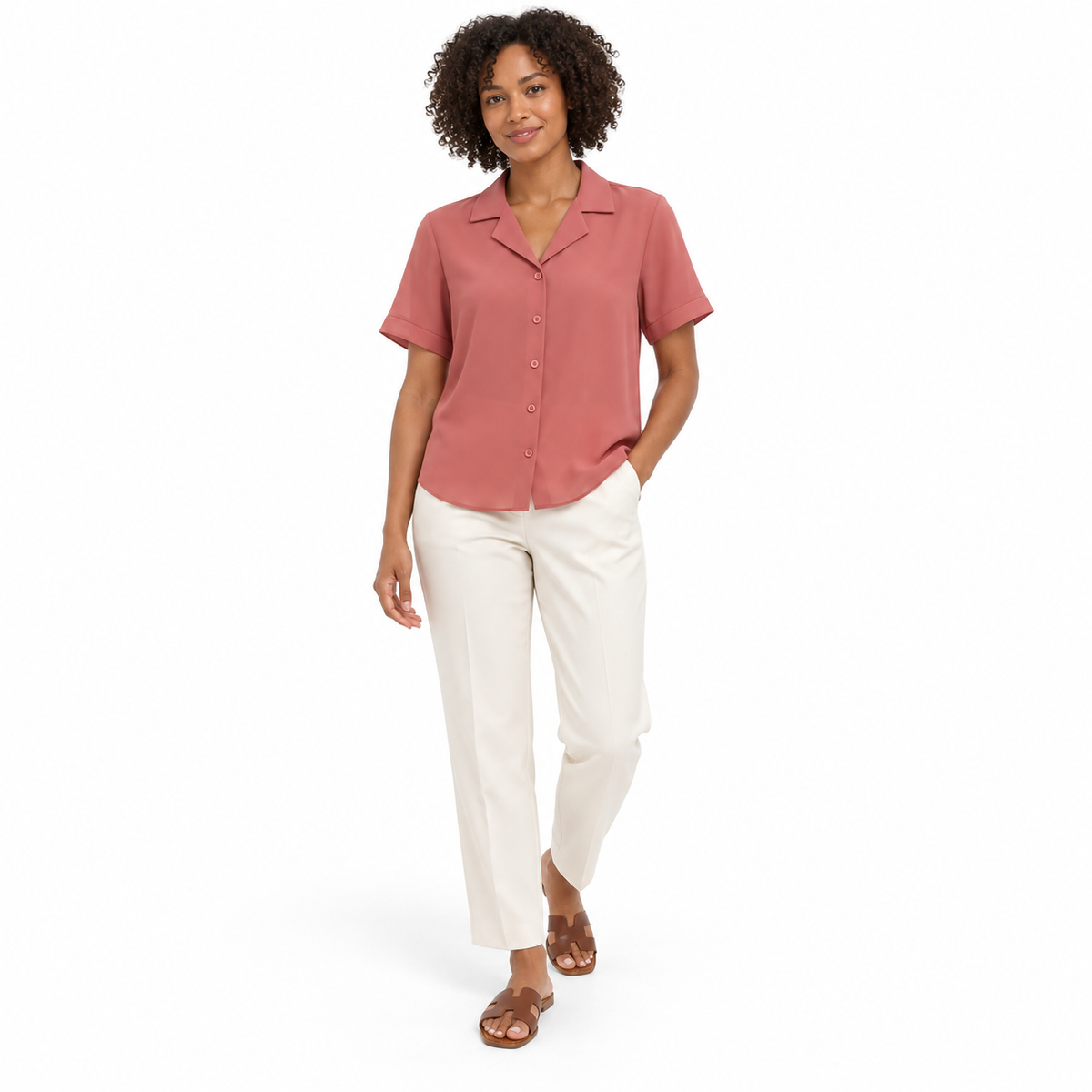 Lichte Chiffon Blouse met Korte Mouwen