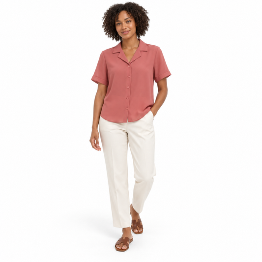 Lightweight Chiffon Short-Sleeve Blouse