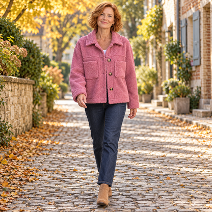 Veste en fausse fourrure douce à boutons