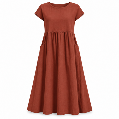Relaxed Linen-Blend Midi Dress