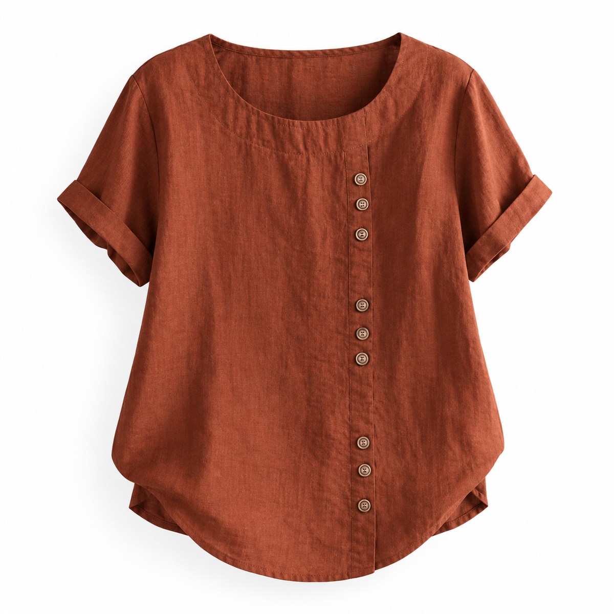 Top boutonné décontracté coton-lin