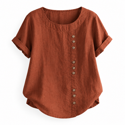 Top boutonné décontracté coton-lin