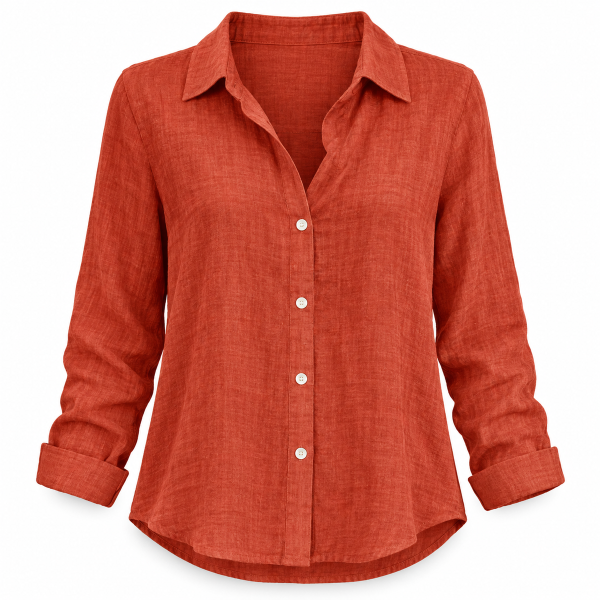 Rust Relaxed Long-Sleeve Button Shirt product view
