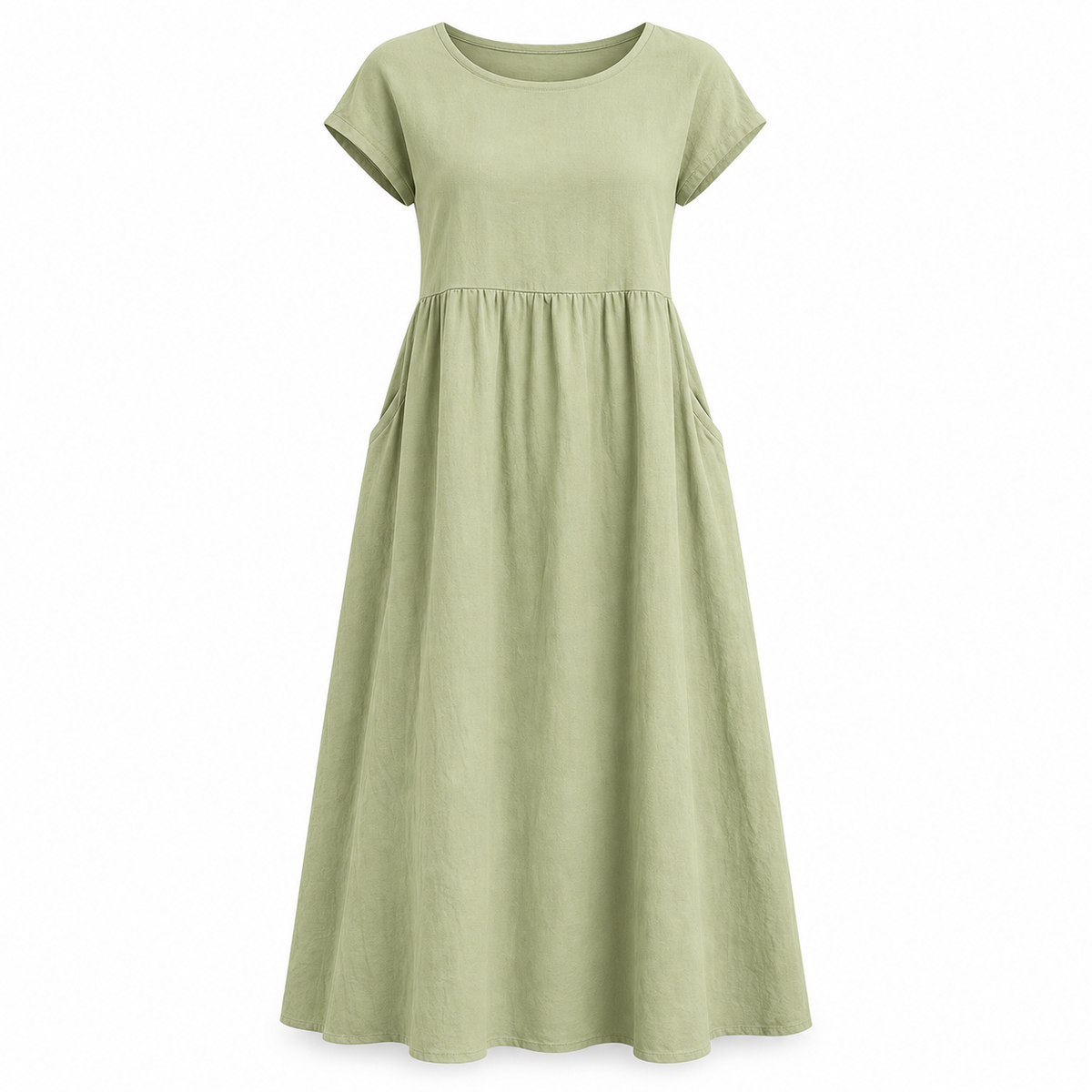 Relaxed Linen-Blend Midi Dress