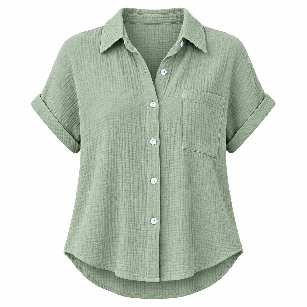 Sage Relaxed Cotton-Blend Short-Sleeve Shirt product view