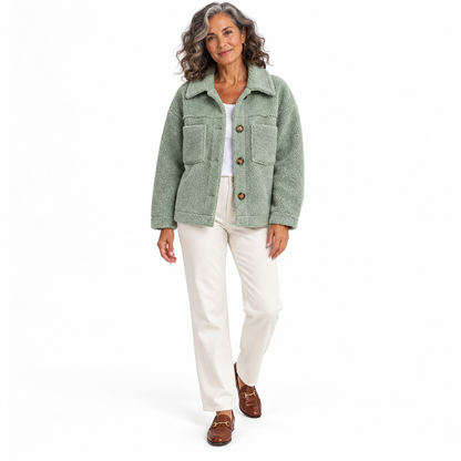 Veste en fausse fourrure douce à boutons