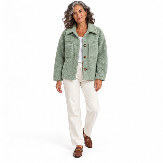 Veste en fausse fourrure douce à boutons