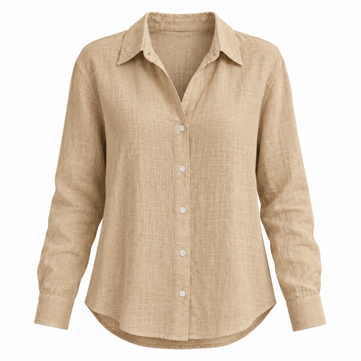 Sand Relaxed Long-Sleeve Button Shirt product view