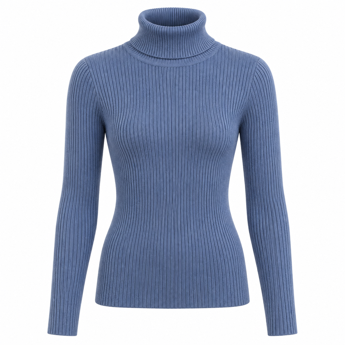 Slate blue Soft Turtleneck Knit Sweater product view