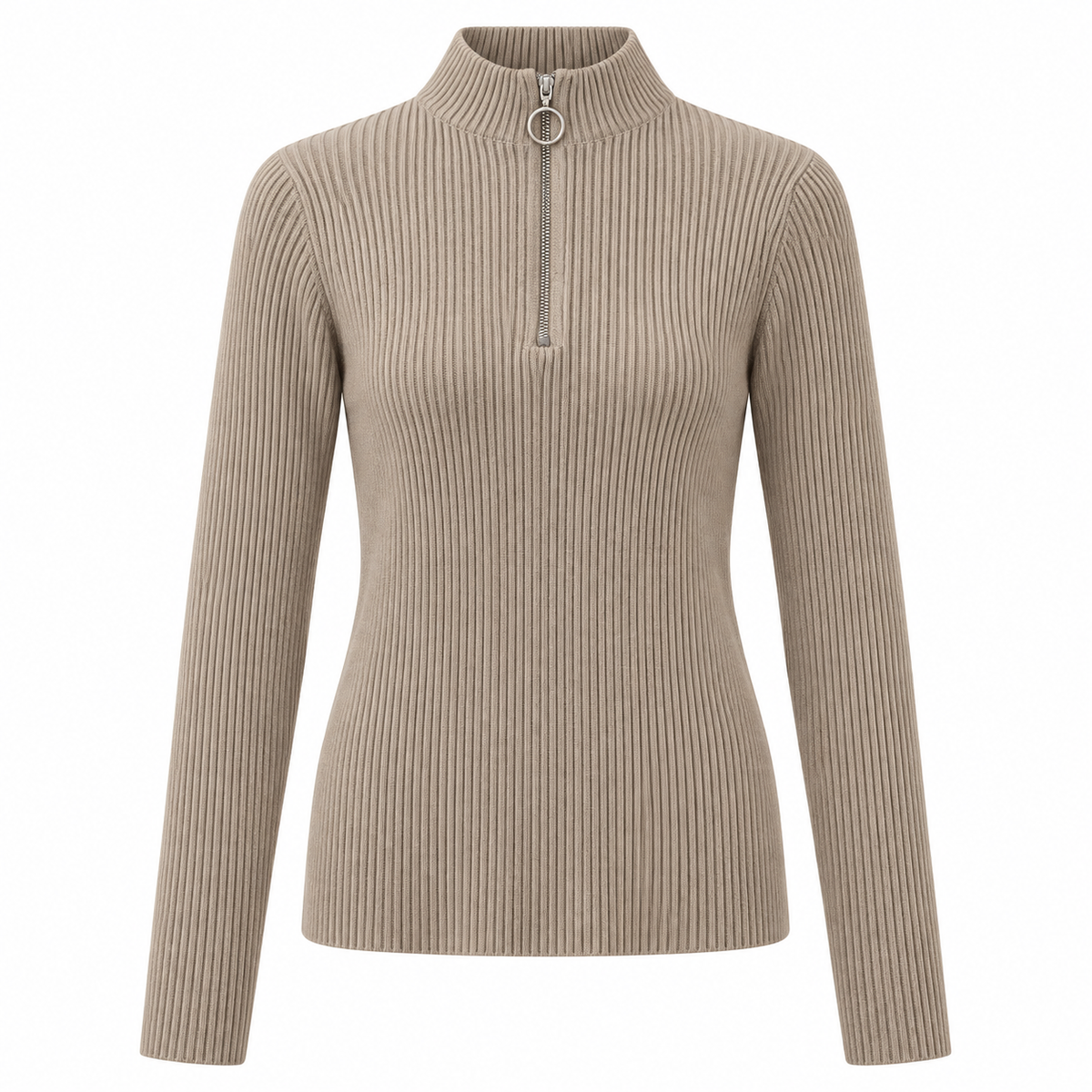 Stone Zip-Neck Knit Sweater product view