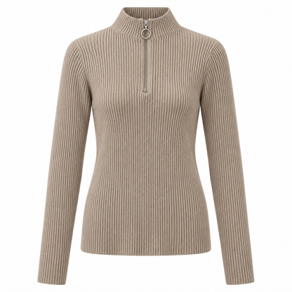 Stone Zip-Neck Knit Sweater product view