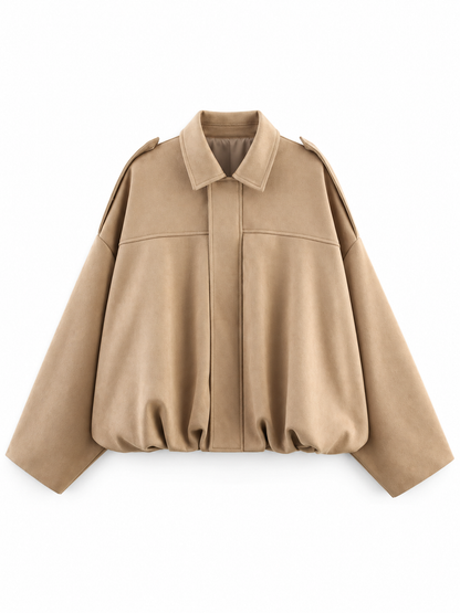 Tan Relaxed Suede-Effect Jacket product view
