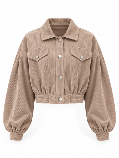 Taupe Cropped Corduroy Jacket product view