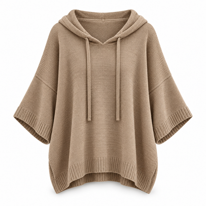 Relaxed Hooded Zip Knit Sweater
