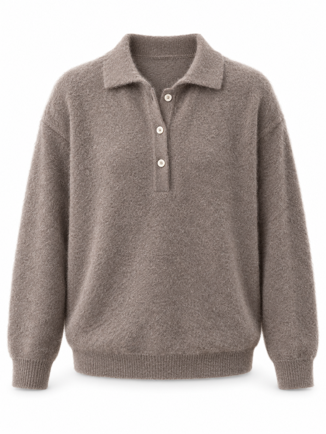 Taupe Merino Polo Knit Sweater product view