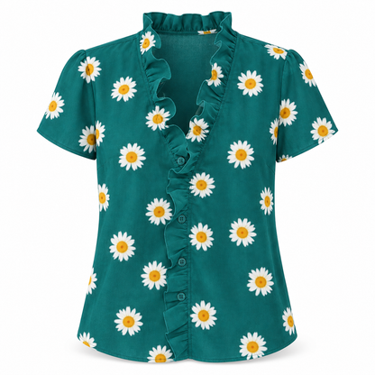 Ruffle V-Neck Blouse